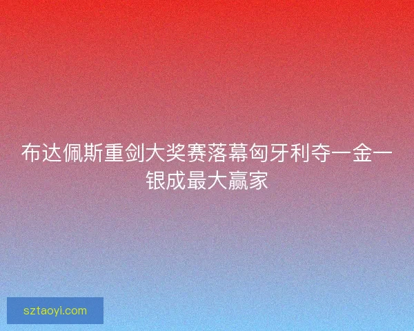 布达佩斯重剑大奖赛落幕匈牙利夺一金一银成最大赢家